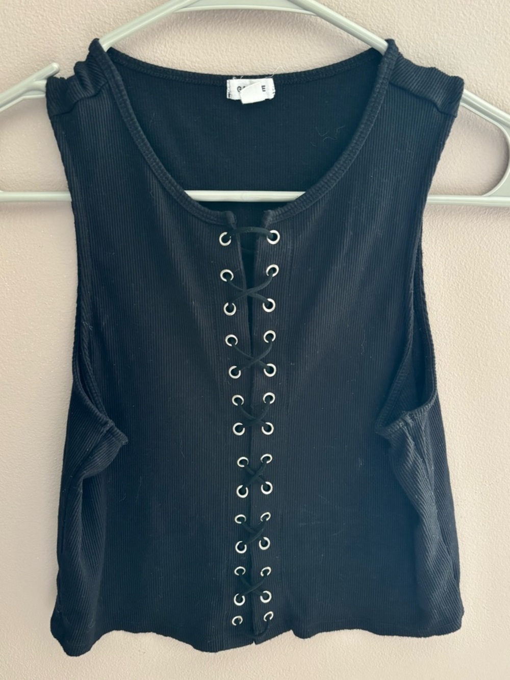 Garage’s Black Lace-Up Ribbed Tank Top - Women